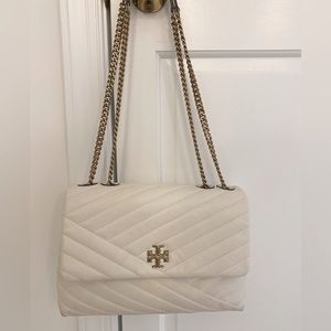 Tory Burch Kira Chevron Leather Crossbody Bag (New Ivory)